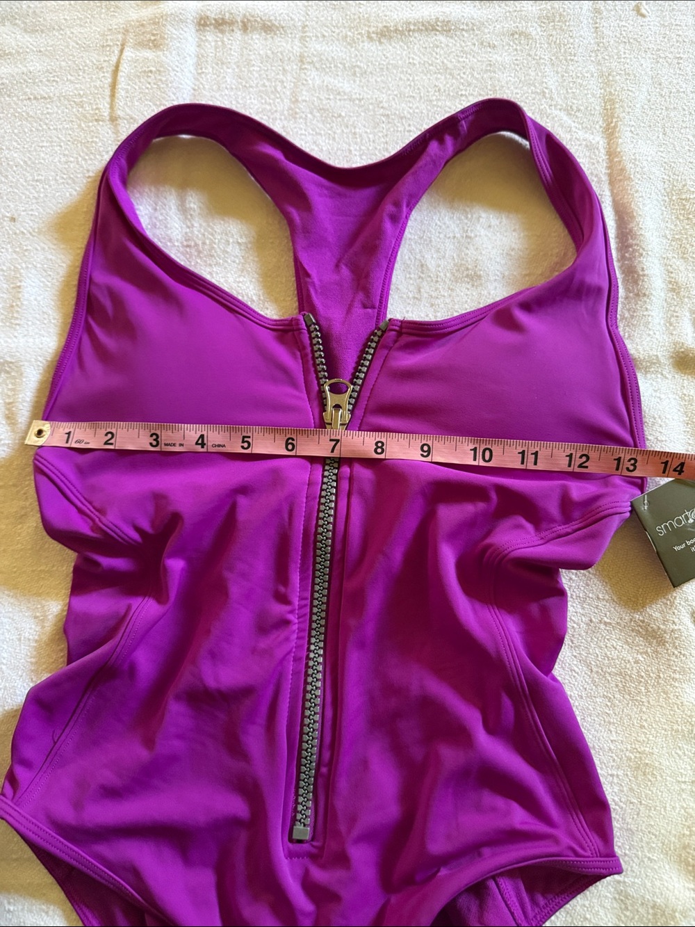 Front-Zip One-Piece Swimsuit in Vibrant Magenta - Picture 10 of 15